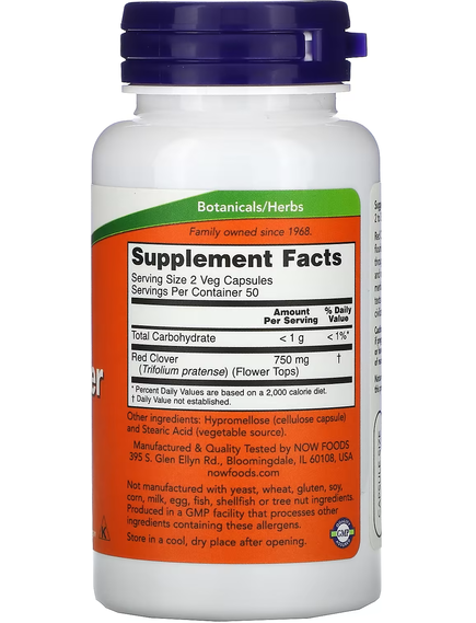 Now Foods Червона конюшина 375 мг 100 веганських капсул, зображення 2