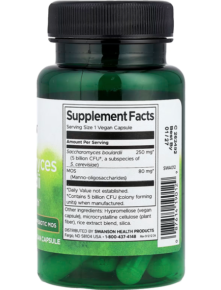 Swanson Сахароміцети Буларді з Пребіотиком МОС 30 веганських капсул, зображення 2
