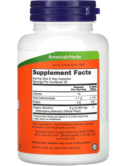Now Foods Спіруліна 500 мг 120 веганських капсул, зображення 2