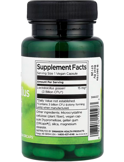 Swanson Лактобактерії Гасері 3 млрд КУО 60 веганських капсул, зображення 2