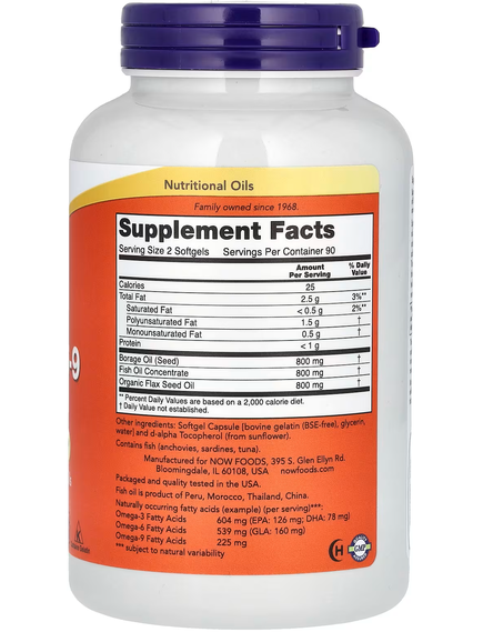 Now Foods Супер Омега-3-6-9 Риб’ячий жир 1200 мг 180 м'яких капсул, зображення 2