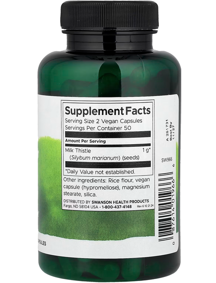 Swanson Full Spectrum Розторопша 500 мг 100 веганських капсул, зображення 2