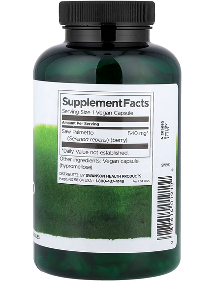 Swanson Full Spectrum Повноспектральний Екстракт Пальми 540 мг 100 веганських капсул, зображення 2