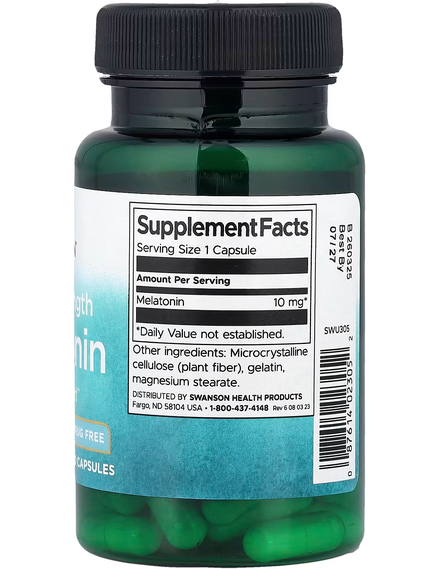 Swanson Мелатонін 10 мг Потрійної Сили 60 капсул, зображення 2