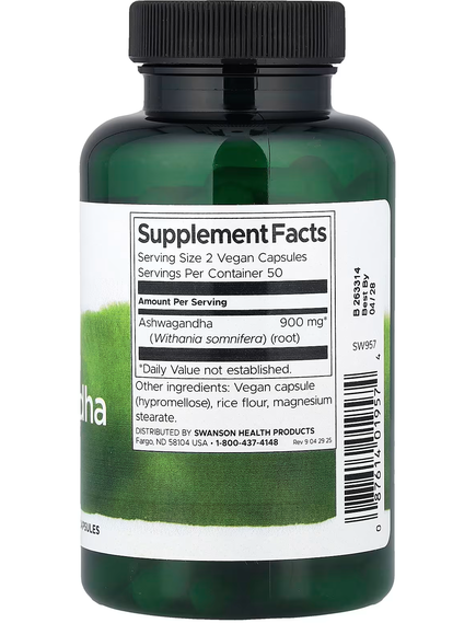 Swanson Full Spectrum Ашваганда 450 мг 100 веганських капсул, зображення 2