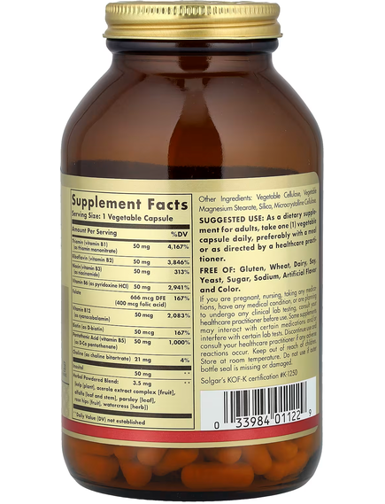 Solgar Комплекс вітамінів групи В «50» 250 веганських капсул, зображення 2