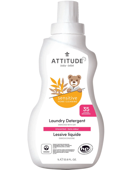 Засіб для прання дитячих речей рідкий Для чутливої шкіри без запаху Attitude 1 л, зображення 2