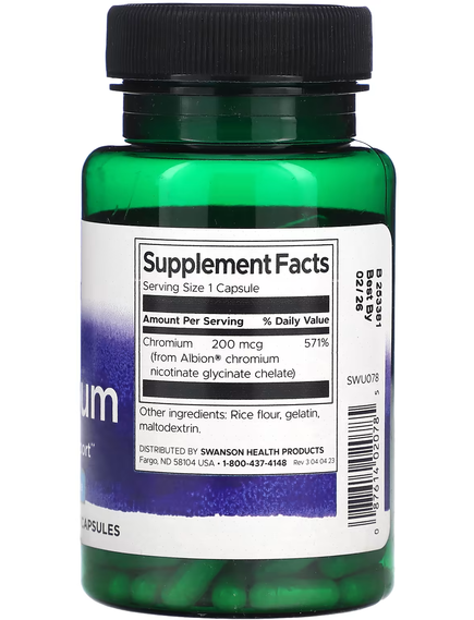 Swanson Albion Хром 200 мкг 180 капсул, зображення 2