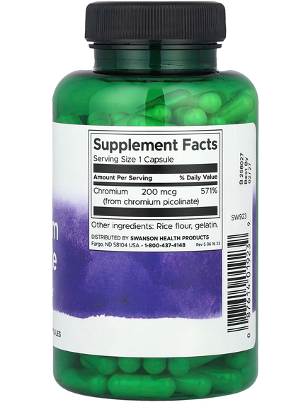 Swanson Піколінат Хрому 200 мкг 200 капсул, зображення 2