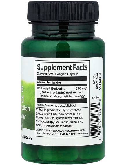 Swanson Барберин 550 мг Покращене Засвоєння 30 веганських капсул, зображення 2