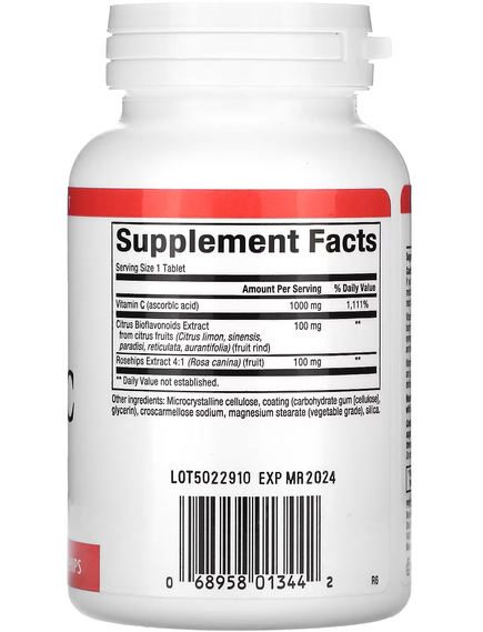Natural Factors Вітамін С з Біофлавоноїдами та Шипшиною 1000 мг 90 таблеток, зображення 2