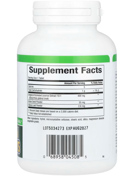 Natural Factors DGL Гліциризинат Екстракту Кореня Солодки 90 жувальних таблеток, зображення 2