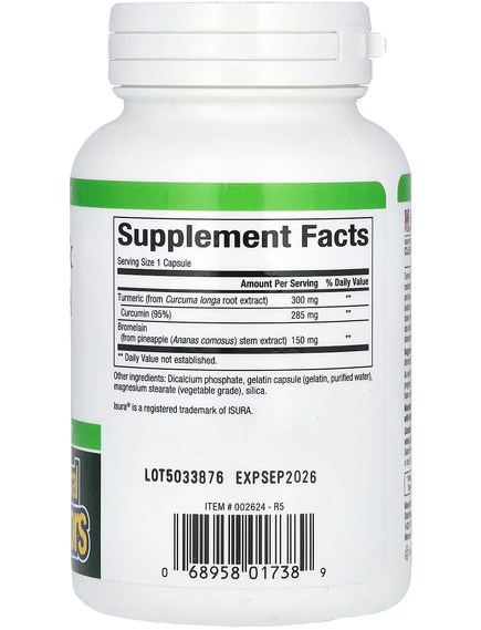 Natural Factors Куркума та Бромелаїн 450 мг 90 капсул, зображення 2
