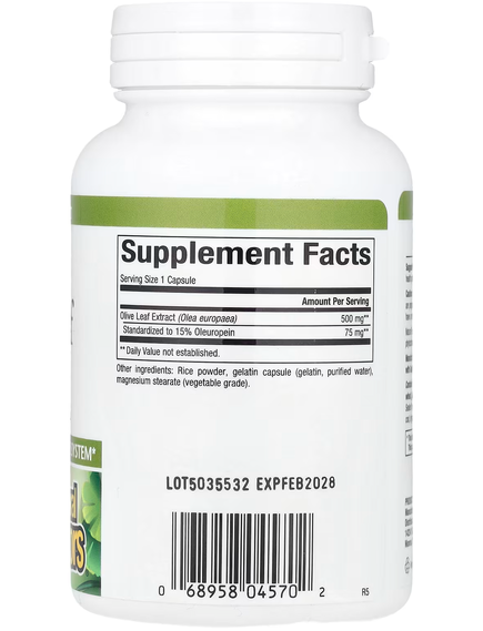 Natural Factors Herbal Factors Листя Оливкового Дерева 500 мг 90 капсул, зображення 2