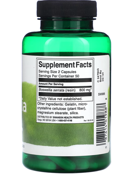 Swanson Босвелія 400 мг 100 капсул, зображення 2