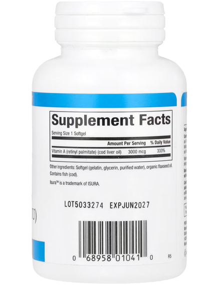 Natural Factors Вітамін A 3000 мкг 10 000 МО 180 м'яких капсул, зображення 2