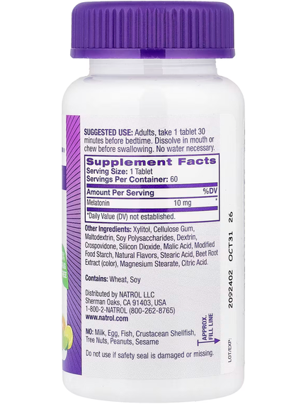 Natrol Мелатонін 10 мг Швидкорозчинний зі смаком цитрусових 60 таблеток, зображення 2