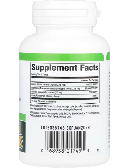 Natural Factors Ферменти Папаї з Амілазою та Бромелаїном 120 жувальних таблеток, зображення 2