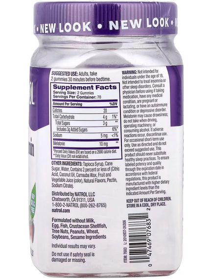 Natrol Мелатонін 10 мг Жувальний зі смаком полуниці 140 жувальних таблеток, зображення 2