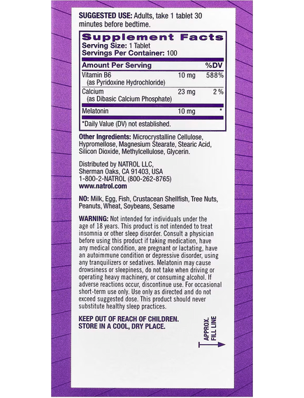 Natrol Мелатонін 10 мг Покращеної формули з повільним вивільненням 100 таблеток, зображення 2