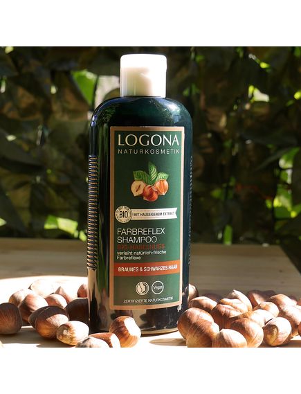 Logona Шампунь для фарбованого волосся темно-коричневого з органічним Фундуком 250 мл, зображення 2