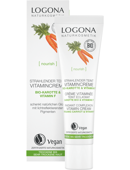 Logona Крем для обличчя вітамінний для сяючого кольорого обличчя Морква-Вітамін F органічний 30 мл