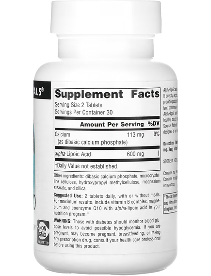 Source Naturals Альфа-Ліпоєва Кислота 300 мг 60 таблеток, зображення 2