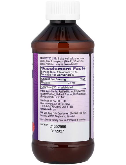 Natrol Мелатонін 2,5 мг Рідкий зі смаком ягід 237 мл, зображення 2