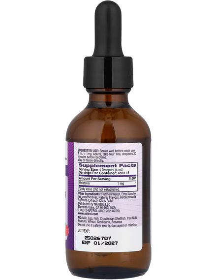 Natrol Мелатонін 1 мг Рідкий зі смаком ягід 60 мл, зображення 2