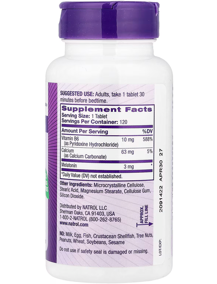 Natrol Мелатонін 3 мг 120 таблеток, зображення 2