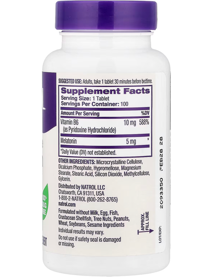 Natrol Мелатонін 5 мг З повільним вивільненням 100 таблеток, зображення 2