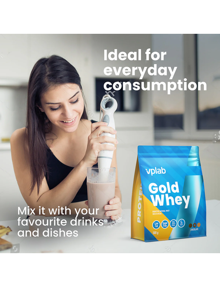 VPlab Gold Whey Протеїн сироватковий суміш зі смаком Ваніль 500 г, зображення 2
