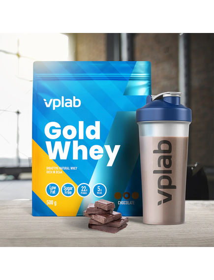 VPlab Gold Whey Протеїн сироватковий суміш зі смаком Шоколад 500 г, зображення 2