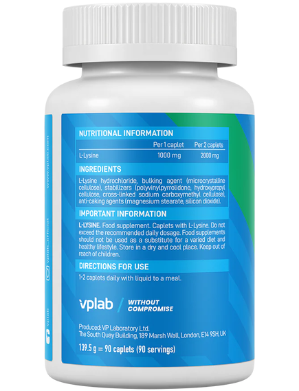 VPlab L-Лізин 1000 мг 90 капсул, зображення 2