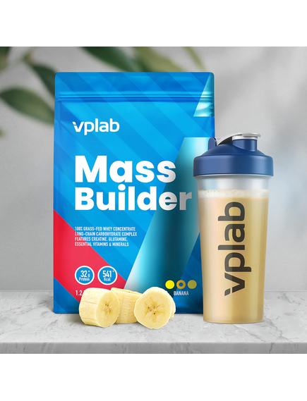 VPlab Mass Builder Гейнер Суміш для набору та підтримки м'язової маси зі смаком Банан 1200 г, зображення 2