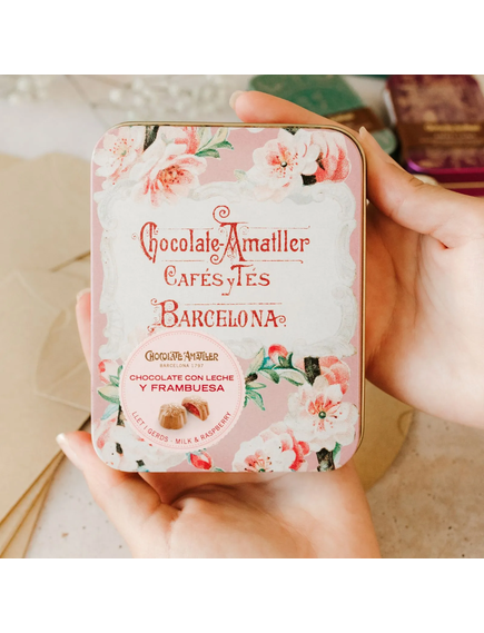 Amatller Цукерки з молочного шоколаду Малинові в металевій банці 72 г, зображення 3