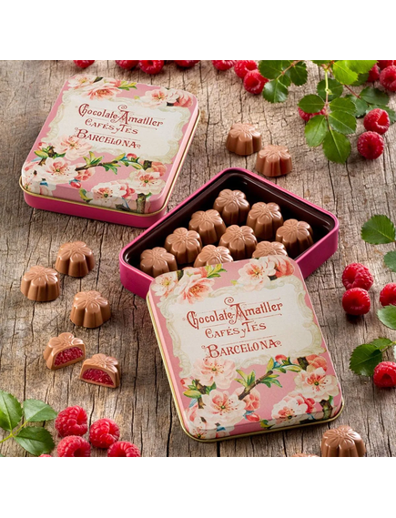 Amatller Цукерки з молочного шоколаду Малинові в металевій банці 72 г, зображення 2