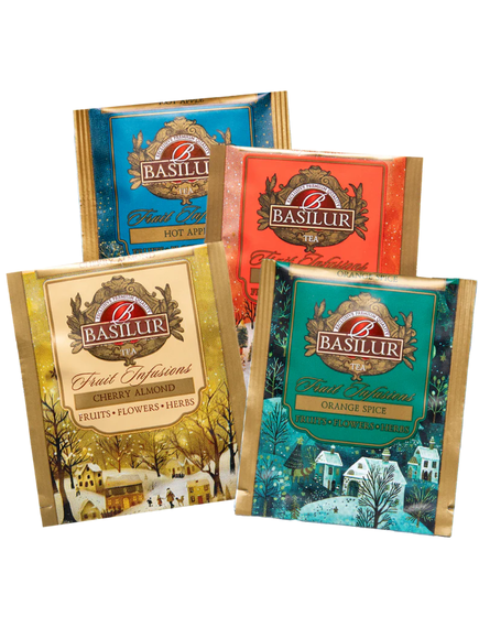 Basilur Набір чаю фруктового Різдвяне Асорті 4 види по 10 пакетиків-саше 72 г, зображення 3