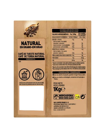 Hacendado Кава зернова Натуральна 1 кг, зображення 2