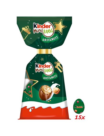 Kinder Mini Eggs Цукерки шоколадні новорічні з горіховою начинкою та хрусткими кріспами 85 г, зображення 2